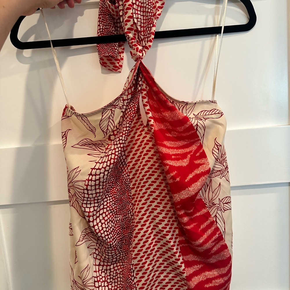 Banana Republic Red and Cream halter Top